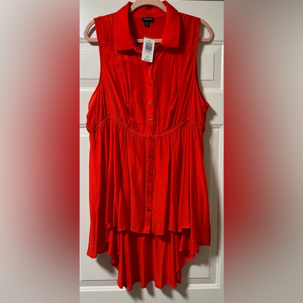 Torrid Babydoll Poplin Button-Front Shirt 2X